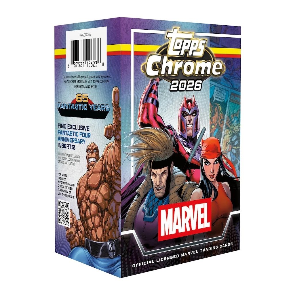 Topps Chrome Marvel Comics 2026 Value Blaster Box Marvel Trading Cards Collectible Card Box - 8 Packs (4 Cards Per Pack)