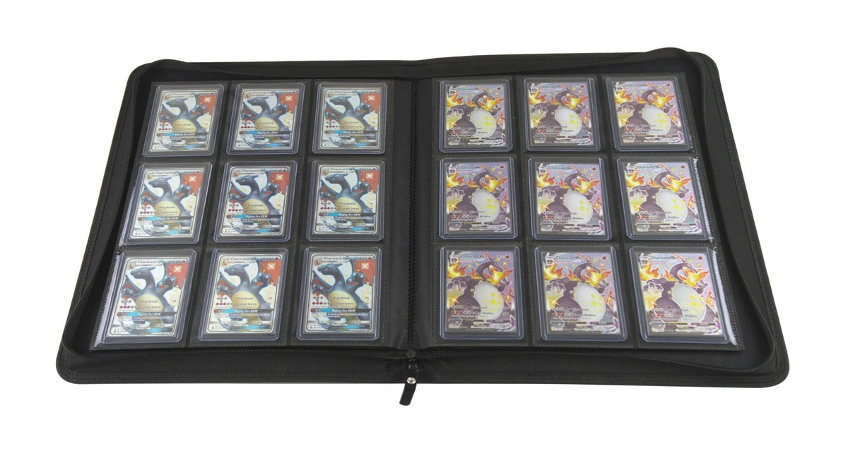 TopDeck Top Loader Binder for 216 Cards, 9 Pocket Side Loading Trading Card Album, Premium PU Leather Binder with Zipper, Acid-Free Non-PVC Pages, Compatible with Standard Toploaders for Sports & TCG Cards