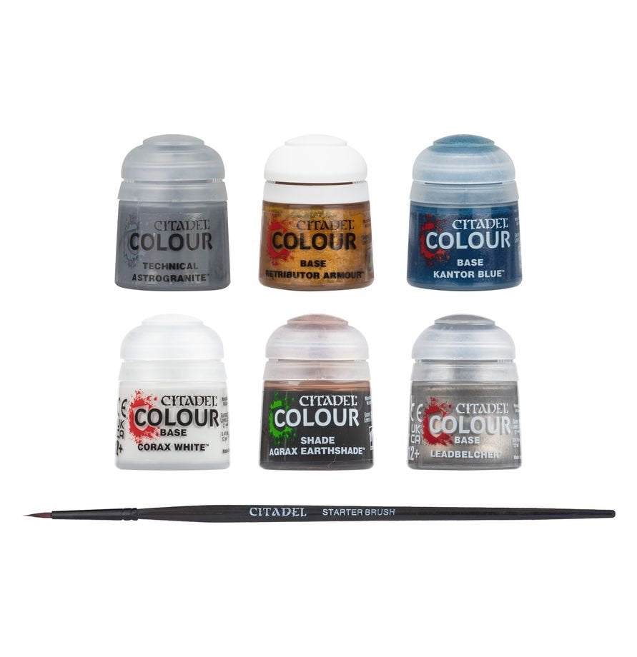 Warhammer Age of Sigmar Stormcast Eternals Paint Set – 3 Push-Fit Liberator Miniatures, 6 Citadel Paints & Starter Brush for Beginners and Hobby Fans