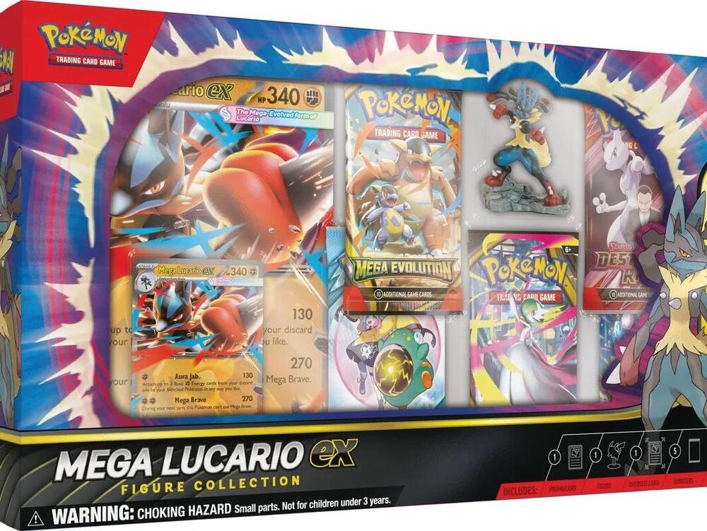 Pokemon TCG Mega Lucario Ex Premium Figure Collection with Promo Cards and Figure