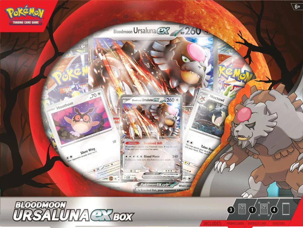 Pokemon TCG Bloodmoon Ursaluna ex Box with Promo Card and Booster Packs